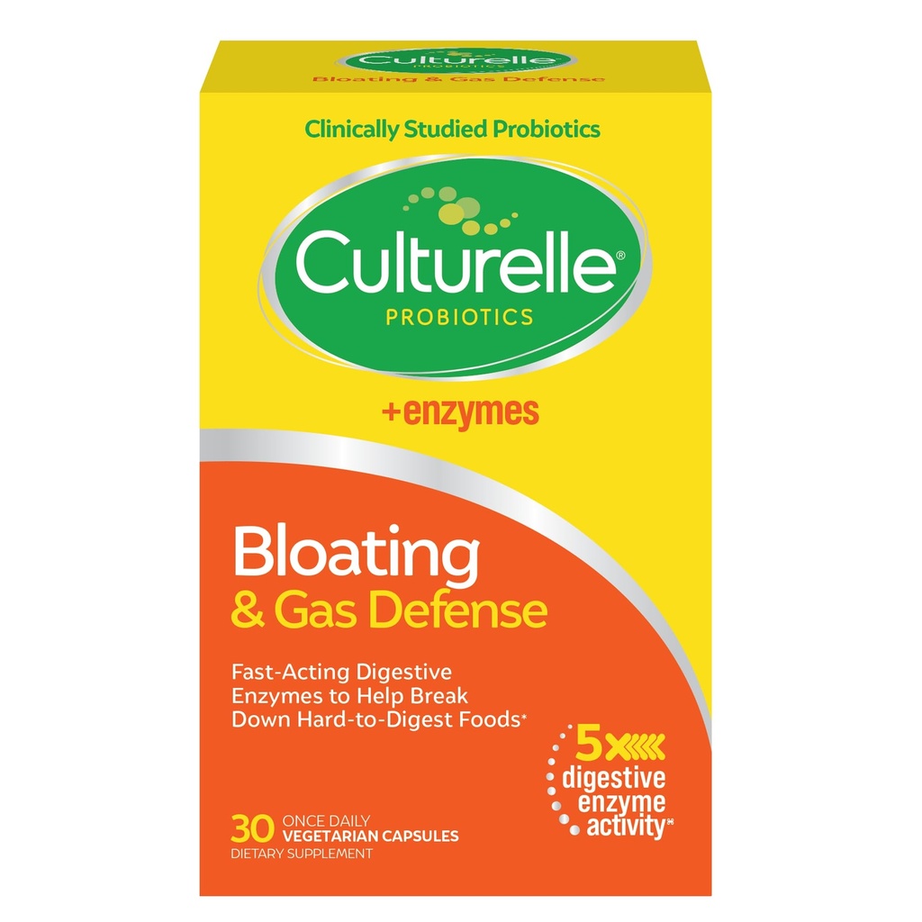 Cultelle Bloating & Gas Defense, 消化酶和消化卫生的Probiocts, 30 Capsules, 支持偶尔消化和不适
