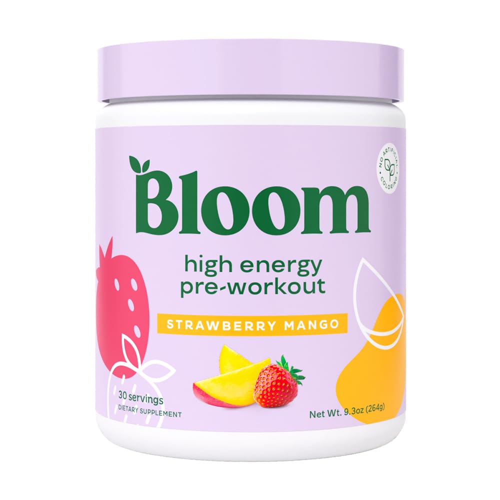 与Beta Alanine、Ginseng和L Tyrosine合作的Bloom营养高能预选赛, 天然咖啡因粉从绿茶提取, Keto, 糖自由饮用混合, 草莓芒果