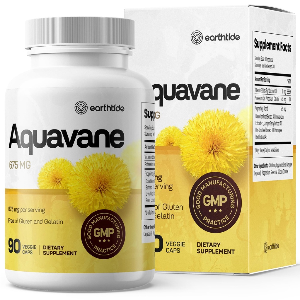 Aquavane Natural Diuretic Relief for Swollen Feet, Ankles, & Legs - 水分草药丸用于保留水,Swell 不再使用强力抽取剂,减少腿和脚的栖息