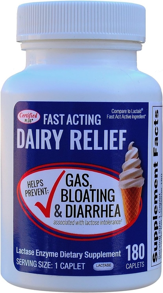 快速代理Lactase 180 Caplets通用Lactase Fast Act 9000 FCC 单位/ Caplet