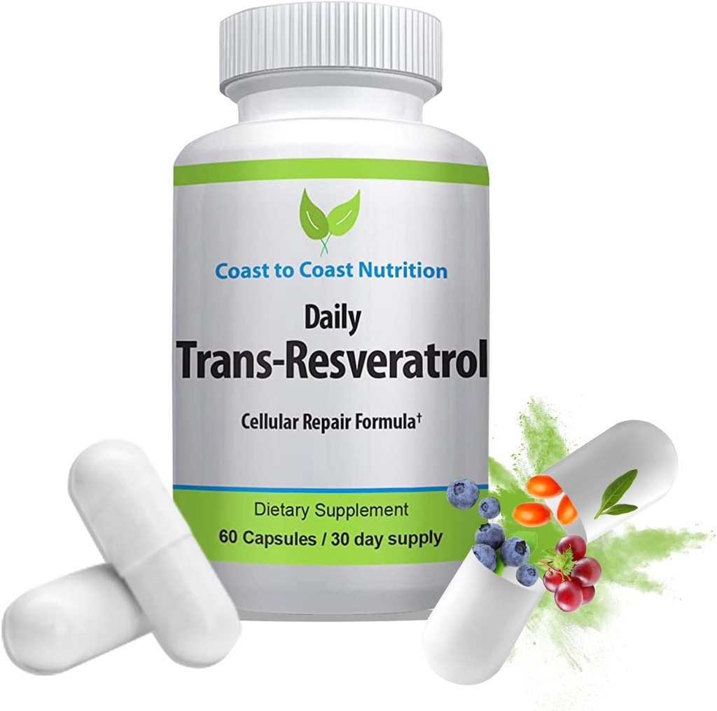 跨Resveratrol补充剂 - 有机卡普尔-维冈补充剂 男女,天然抗氧化剂,多酚补充剂,抗衰老-60卡普尔,600毫克,30天供应