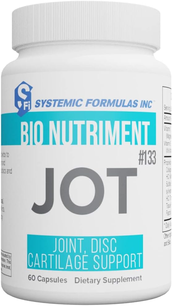 系统公式 JOT – 联合/磁盘/Cartilage 60 Capsules Bio Nutriment #133. 支持心肌完整性、联合健康、润滑剂以及关节、盘片和心肌的舒适和健康形成。