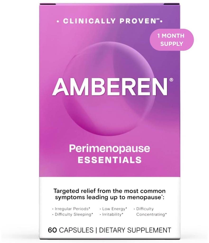 Amberen Perimenopause,Peri-Menopause 多节节奏救济,维生素B,维生素E和抗氧化剂补充,临床展示以帮助支持荷尔蒙平衡,热闪光和夜汗,60个计数