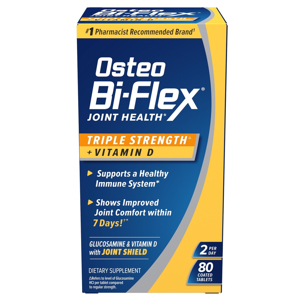 Osteo Bi-Flex 三重强度(5) 配有维生素D Glucosamine Chondroitin 联合健康补编,合肥平板,80个计数