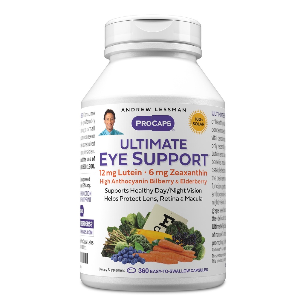 安德烈·莱斯曼(Andrew Lessman Ultimate Eye Supports 360 Softgels - 12mg Lutein, 6mg Zeaxanthin, Bilberry, 支持眼部健康和促进健康视野的关键营养物. 没有附加物。 容易吞软胶