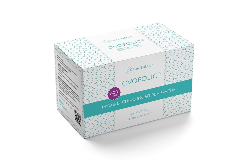 Ovofolic Inositol补编 - Myo-Inositol和D-Chiro Inositol Plus Active Folate - 理想 40:1 比例 - 30 萨切特