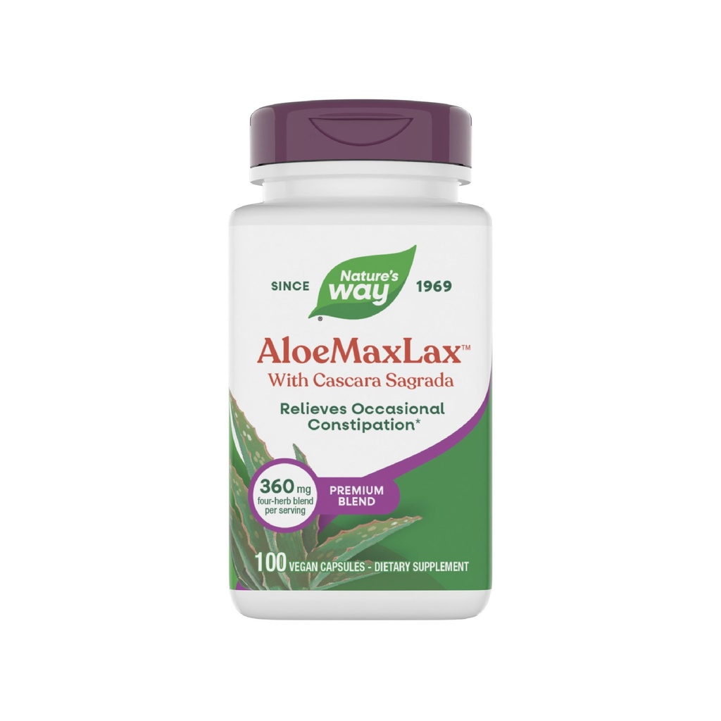 自然之路 AloeMaxLax 与卡斯卡拉·萨格拉达,偶尔便秘救济*,100维根卡普勒斯