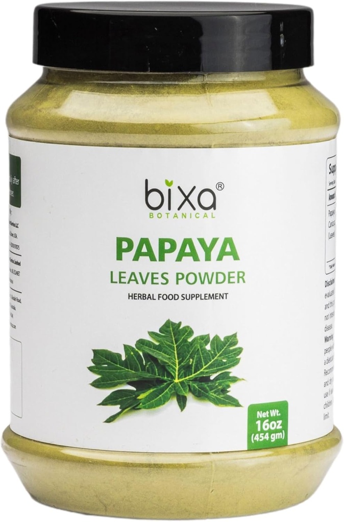 (原始内容存档于2018-09-29) (英语). bixa BOTANICAL 帕帕亚叶粉 | carica Papaya | 1英镑 / 16 OZ Ayurvedic Herbal Supplement | Gluten Free, Non-GMO, Steam tried, Vegan, 100%纯度.