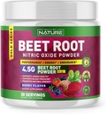 Beet Root Nicric Oxide 粉末补充剂 - 有机Beetroot 超级食品性能促进流通,能源,Stamina,血流和心脏健康 - Vegan, Non-GMO - Berry Flavor - 30 services
