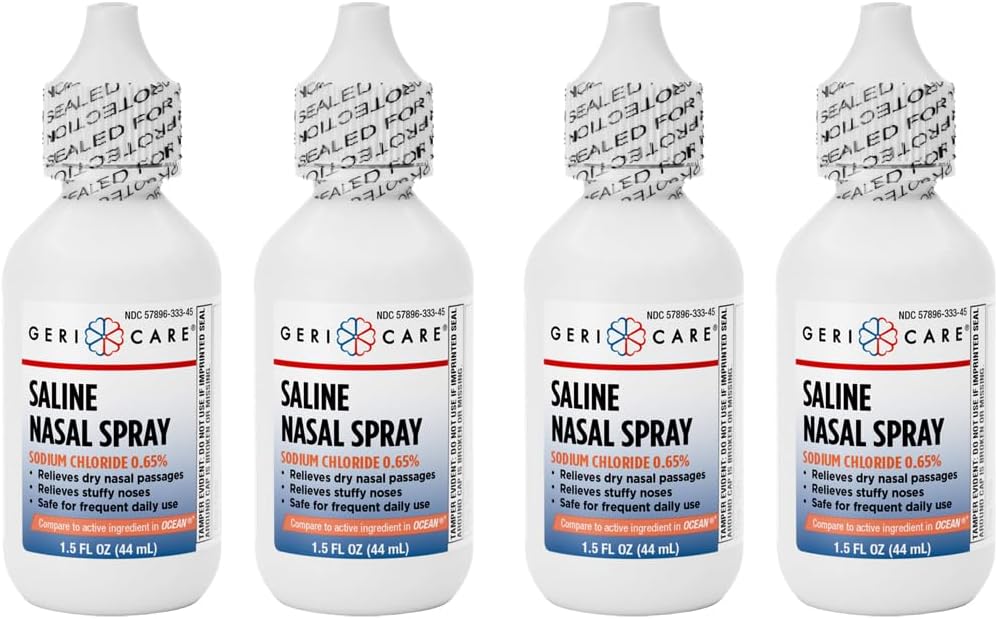 GeriCare Saline Nasal Spray 1.5 FL OZ 氯化钠摩擦0.65%(包4)
