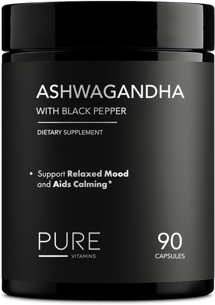 有机Ashwagandha 1300mg 与黑辣椒 – 自然压力救助和能源支持 – 90 Vegan Capsules – Mood & 肾上腺支持补充 – 非GMO,美国制造