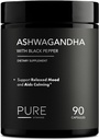 有机Ashwagandha 1300mg 与黑辣椒 – 自然压力救助和能源支持 – 90 Vegan Capsules – Mood & 肾上腺支持补充 – 非GMO,美国制造
