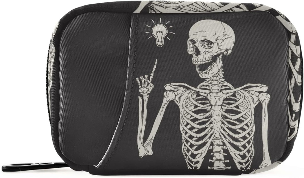 人类Skeleton药盒 7日药盒 旅行药盒组织者 带Zipper Portable Weekly Case Contract 大小的维他命补充器