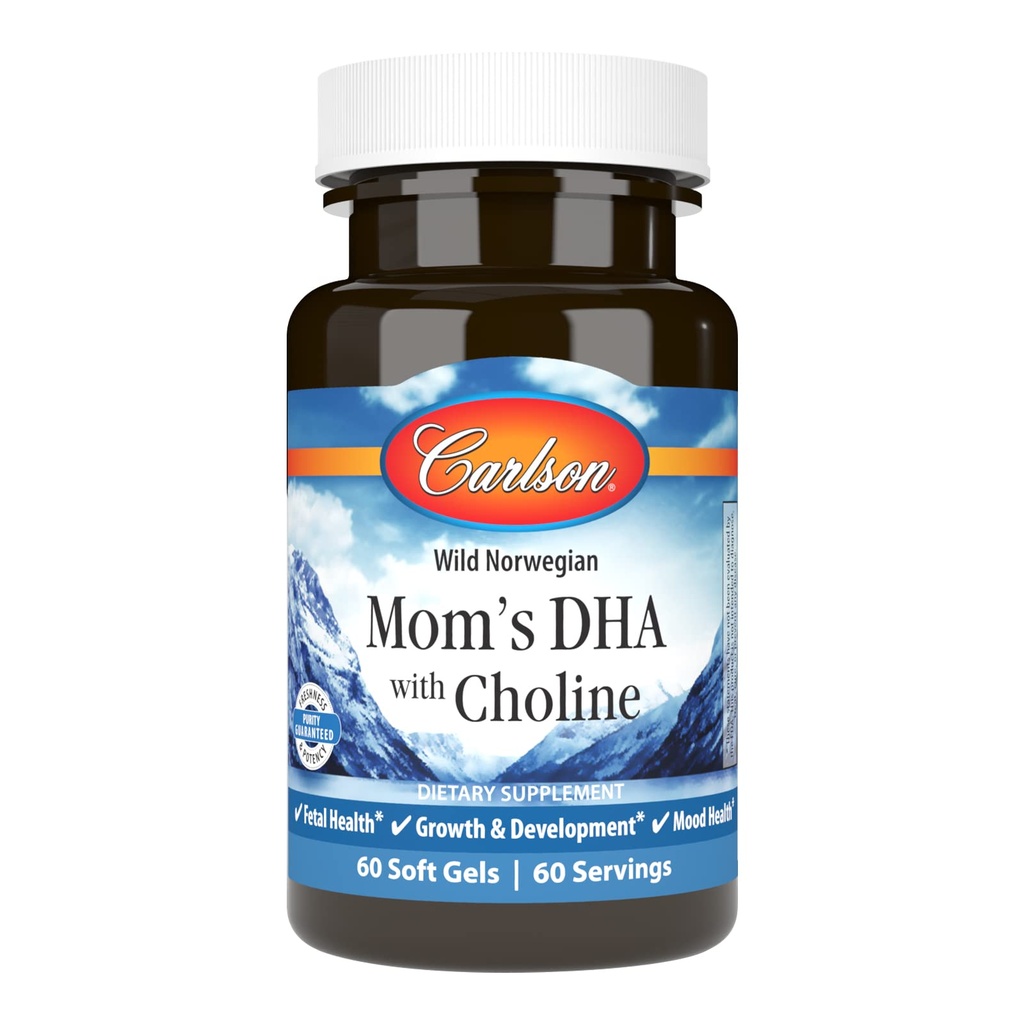 Carlson - 母亲的DHA带Choline, 3:1 DHA到EPA 比率发现于母乳,成长与发展,60 Softgels