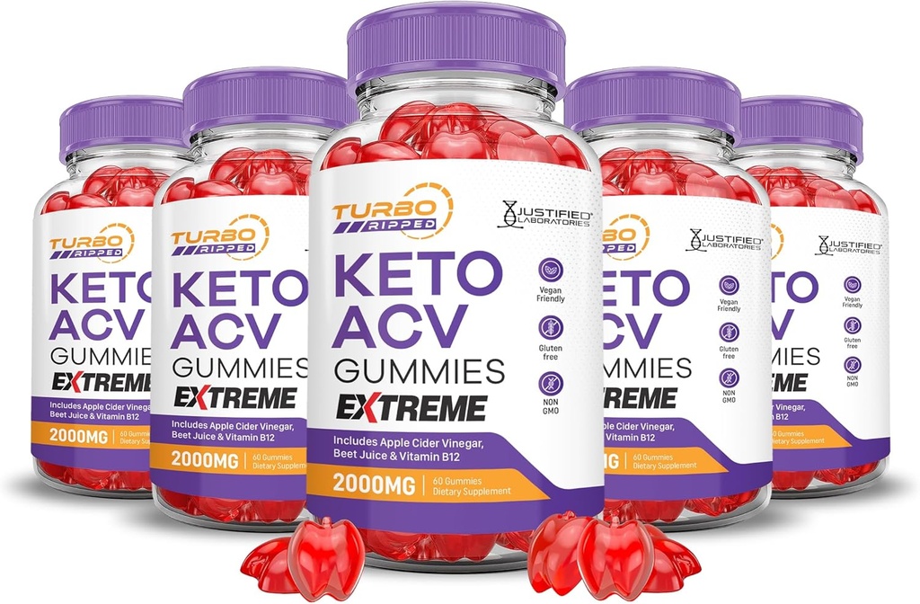 (5 Pack) Turbo Ript Keto ACV Gummys Extreme 2000MG Turbo Ript Keto Gummys 苹果苹果苹果醋 配有石榴甜菜汁粉 B12 Vegan 非 GMO 300 Gummys