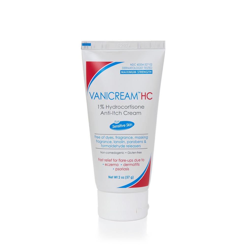 Vanicream 1% Hydrocortisone 抗乳油 - 2 oz - 敏感皮肤最大OTC-Strength 公式