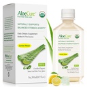 AloeCure USDA 有机Aloe Vera Juice Lemon Flavor - 在收获12小时内制作 - 平衡胃酸的天然消化补充 - 支持消化和免疫健康 - 1 Btl x 16.7oz