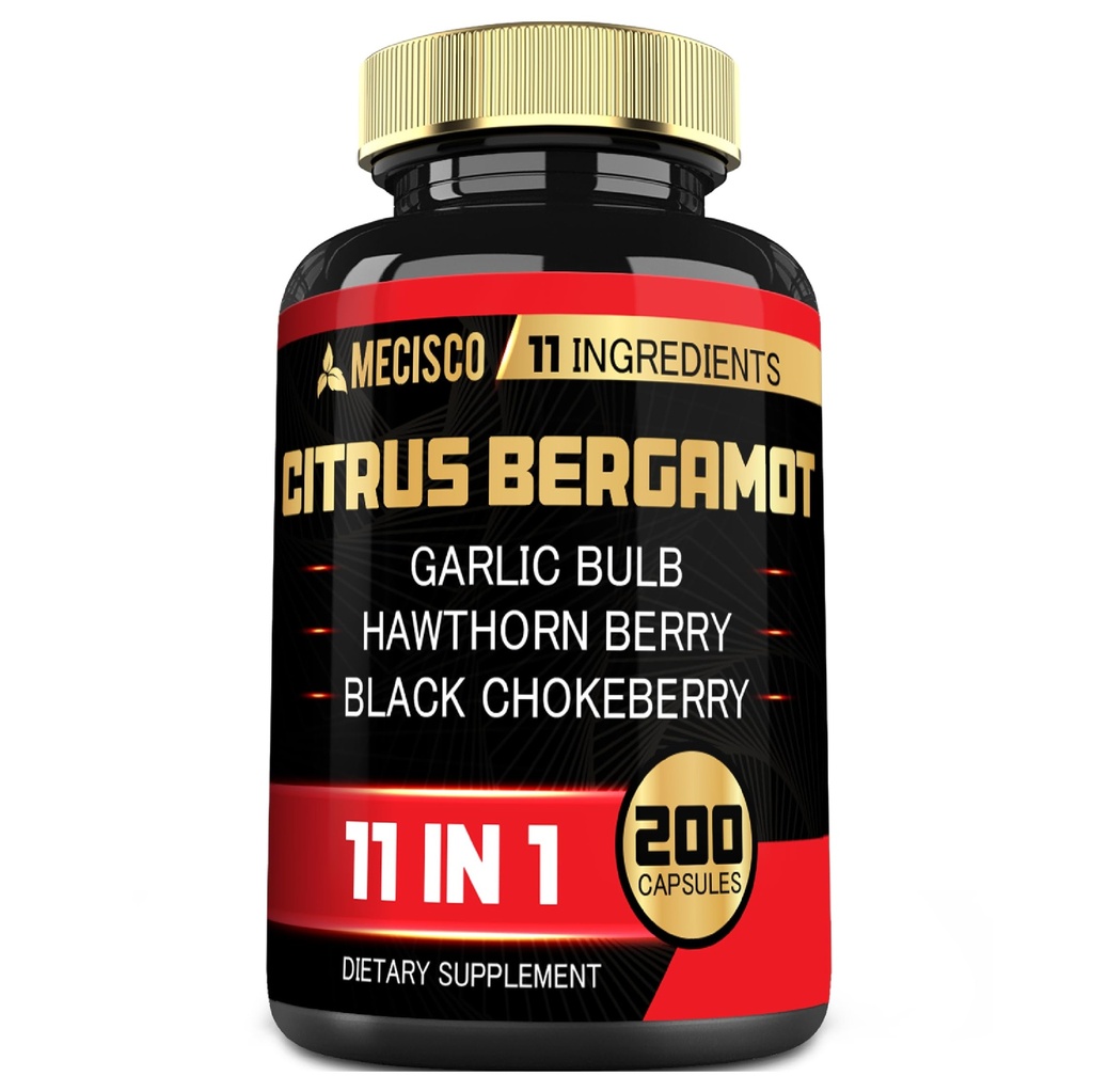 11in1 Citrus Bergamot 补充1000mg,配橄榄叶、Hawthorn Berry、Guggul、大蒜和更多 -- -- 支持豁免、循环系统和整体健康 -- -- 200卡普尔