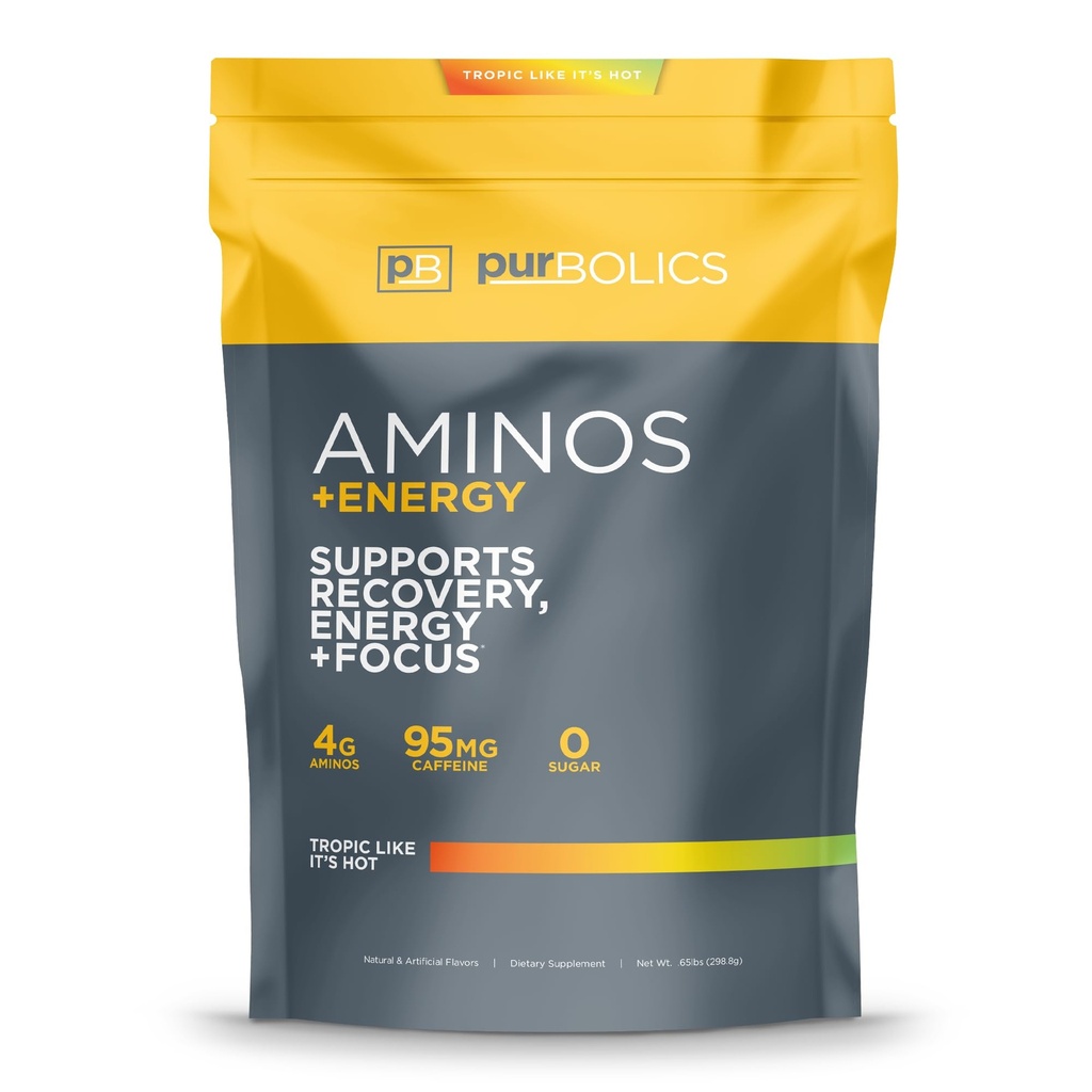 Purbolics Aminos + Energy + + 支持恢复,能量和焦点 → 95mg of Cafeine, 0 糖和 60 services (Tropic Like It's Hot)