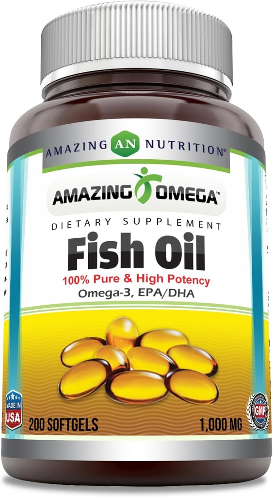 惊人的奥米加鱼油 1000毫克软胶 补充 QQ Omega-3,180毫克 美国环保局. 120毫克 DHA QQ 高概率(200计)