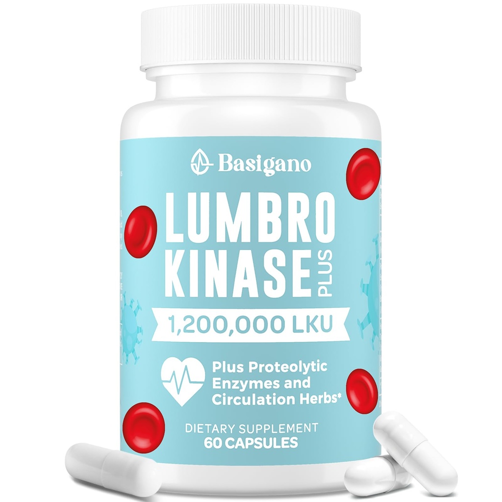 Lumbrokinase 补编,120万LKU - 120 mg Capsules, Potent Nattokinase 具有蛋白质解酶和草药混合剂的替代品