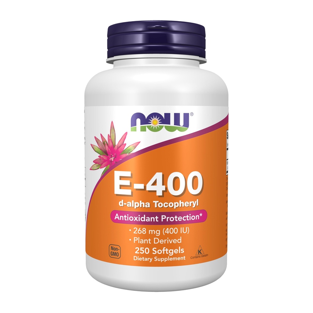 食品补充、维生素E-400 IU、D-Alpha Tocopheryl、抗氧化剂保护*、250软胶