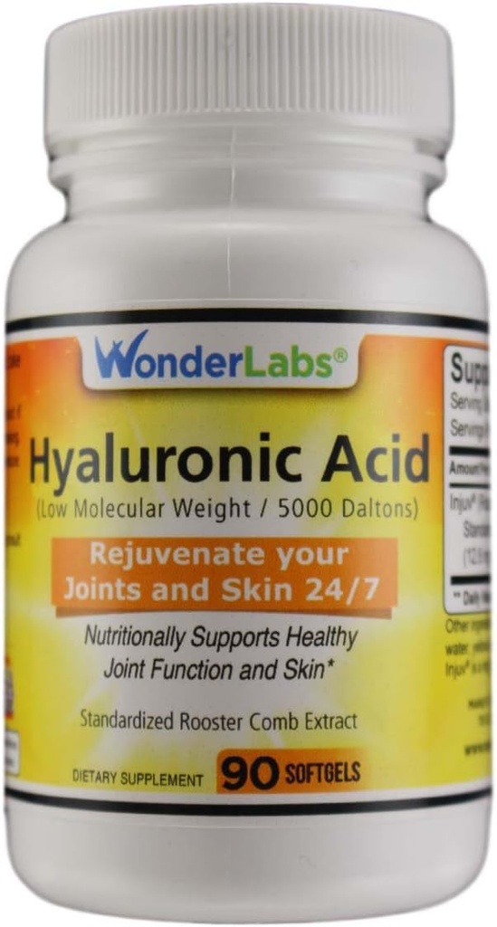 Wonder Laboratory 120 mg Hyaluronic Acid Rooster Comb 提取器,由Inguv Rooster Comb 提取器制成(90)