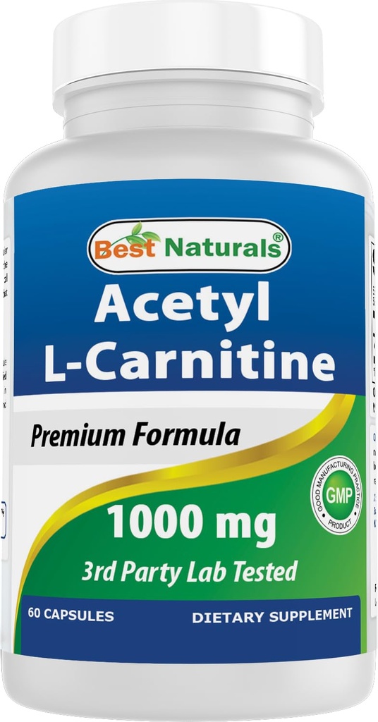 最佳天然乙酰L-Carnitine 1000 mg Capsule, 60 个数