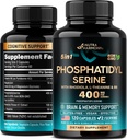 含L-乙烷、镁和维生素B6的磷酸二乙酯400毫克,Rhodiola Rosea - Brain, Memory and Focus Support - 经认证的非GMO,天然衍生物和生物可获取性 - 在美国制造 - 120 С papsules