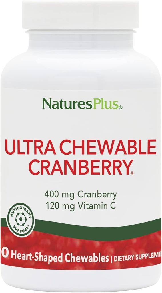 NaturesPlus Ultra Chewable Cranberry - 90 Love Berries牌匾,包装2 - 促进尿道切片健康 - 非GMO,Gluten免费 - 90 总服务