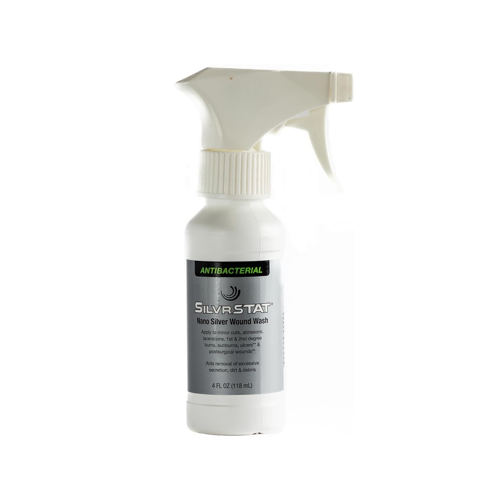 SilvrSTAT 纳诺银伤 洗涤喷雾器 | Debride & Fine 雾喷雾器 | 4 fl oz