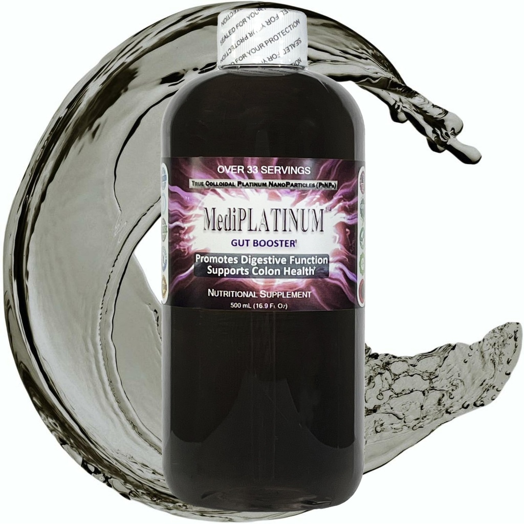 MedipLAPLATINUM Gut Buster True Colloidal Platinum PtNP 营养补充剂 - 500 mL (16.9 Fl Oz) in Clear BPA-无塑料瓶