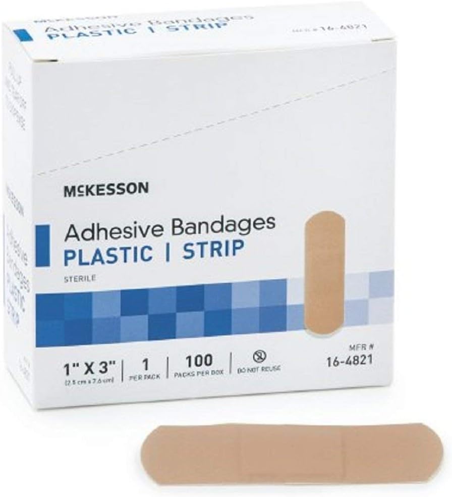 麦凯松 - 胶带 麦凯松 1X 3 Inch塑料矩形 Tan Sterile - 100/Box - McK