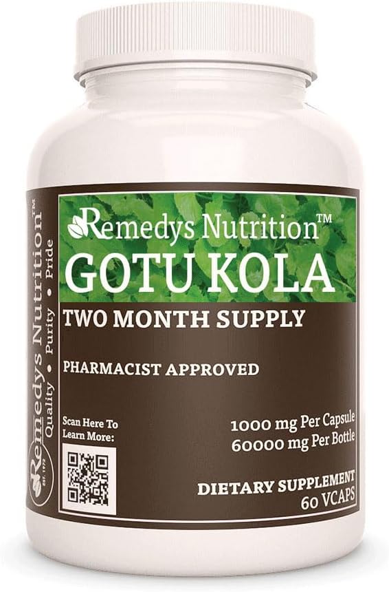 补救措施 Gotu Kola(布拉米) − 1000毫克,60 维冈卡普勒斯草药营养补充 − 两个月供应