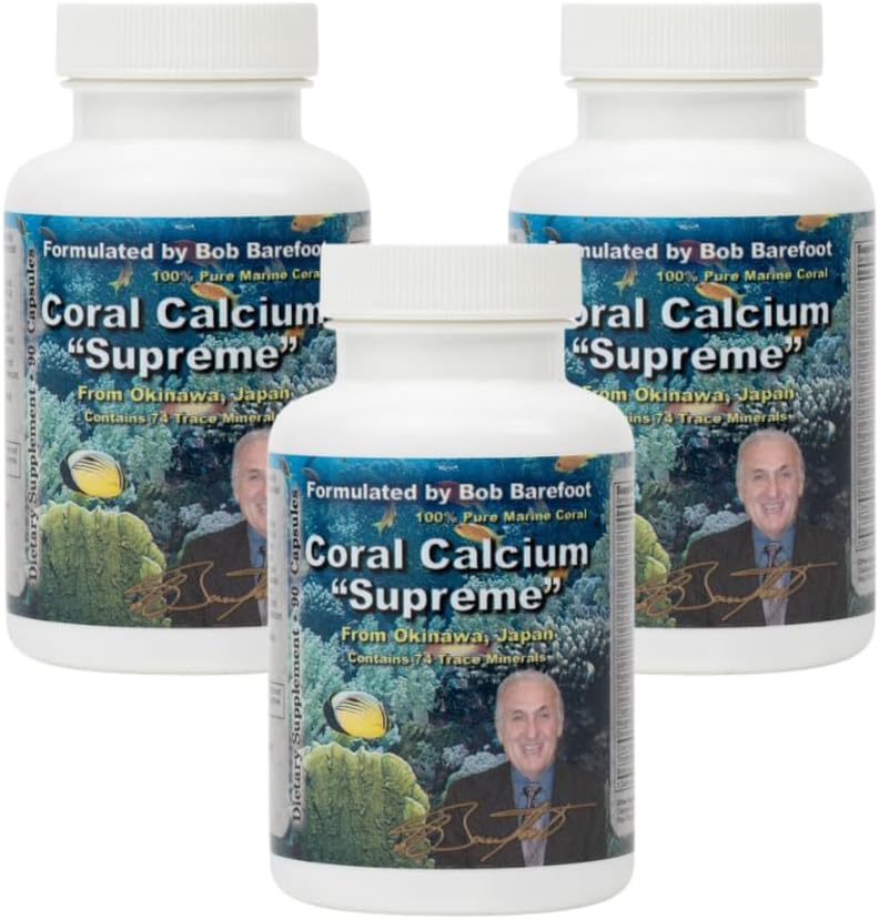 Bobs Best Calcium Supre I 100%纯度海洋珊瑚,74 Trace Minerals I 90 Capsules, pack of 3
