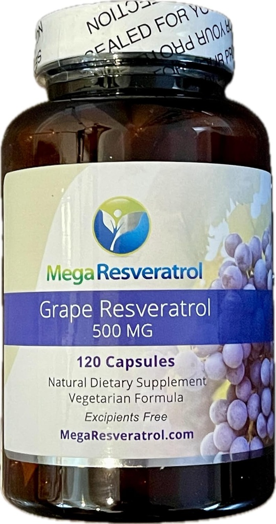 Mega Resveratrol 红葡萄皮,Piceid Resveratrol,水溶性/高吸收性/Boosts Nitric Oxide. 每卡普尔500mg. 纯度认证。 无有毒“活性”成分。 Keto, Vegan, Non-GMO. (英语).