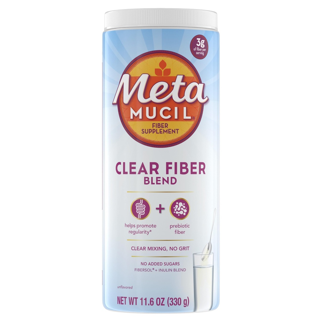 Metamucil 纤维补充品,无味的清真混合粉,无灰胶,无糖添加剂,植物先生纤维补充品 每日消化健康综合剂,75个茶匙
