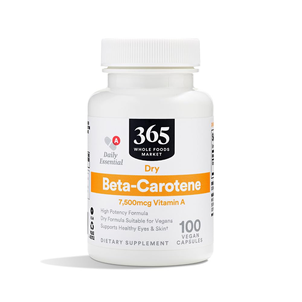 365 由全食品市场,高位β-Carotene,7500mcg 维生素A,100 Vegan Capsules