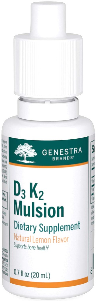 Genestra Brands D3 K2 Mulsion - 液体维生素促进骨质健康 - 天然柠檬 - 122 服务