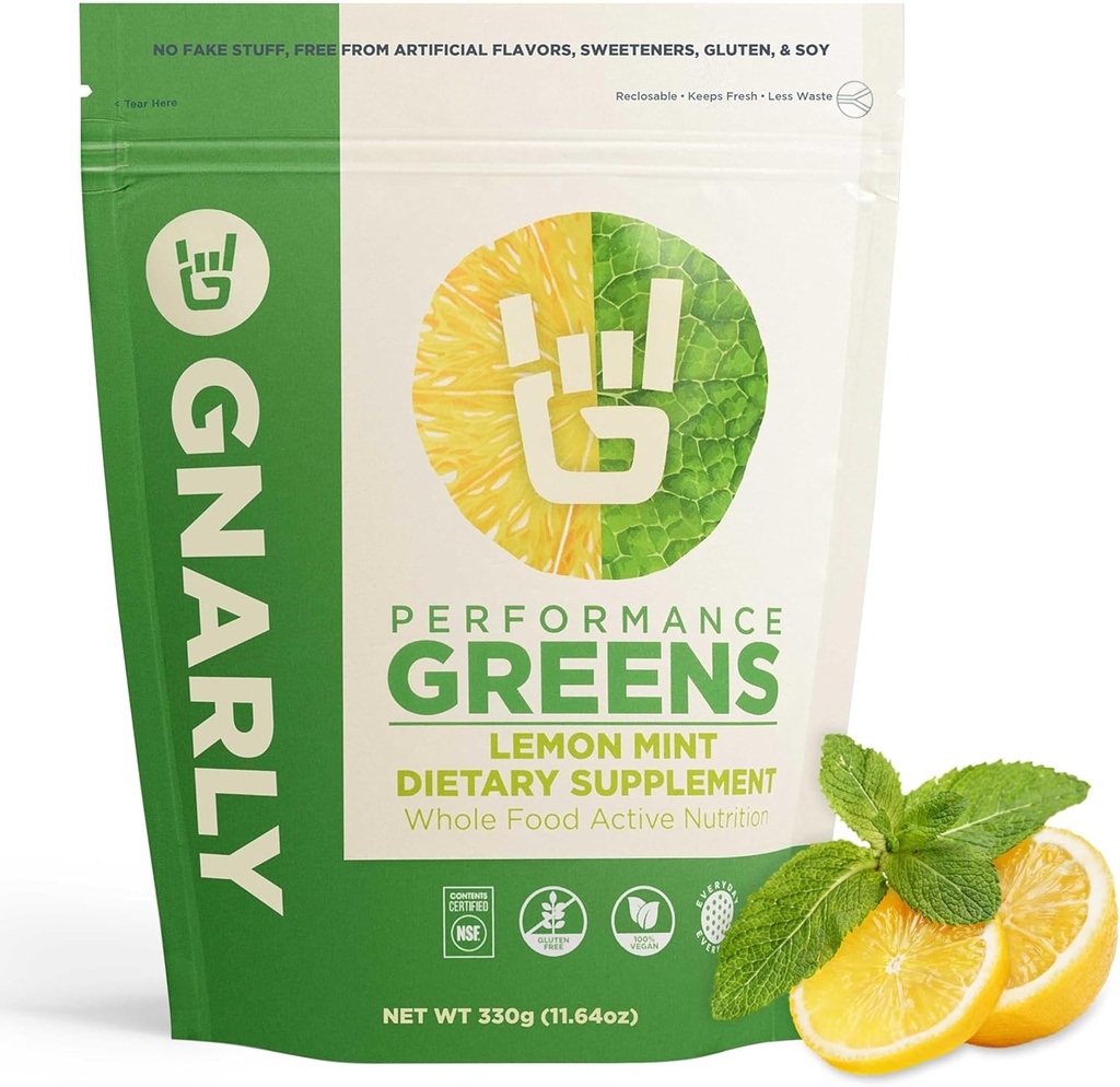 Gnarly营养 Greats Superfood Powder – 柠檬薄荷性能 Super Greats Powder – NSF 内容认证 – 有机,亲生素和基本微营养素 - 柠檬薄荷, 11.64 oz