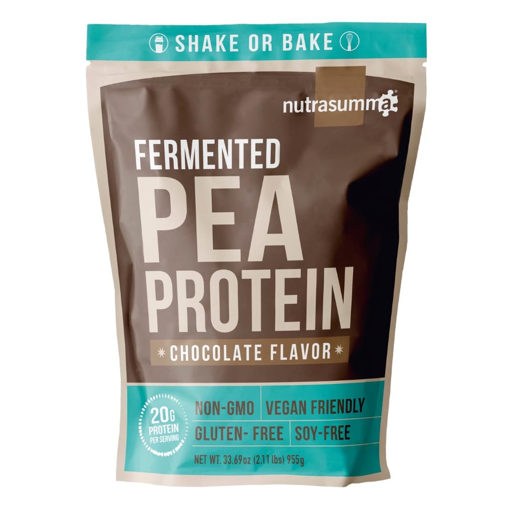 Nutrasumma Pea蛋白粉,Vegan巧克力火焰,100%植物基,无人工甜品,非转基因生物,Gluten Free & Soy Free,2.11 LB