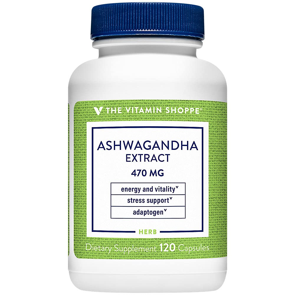 维生素商店 Ashwagandha 摘录 470MG -- -- 提供能量和生命力的草药补充剂,帮助压力管理(120 Capsules)
