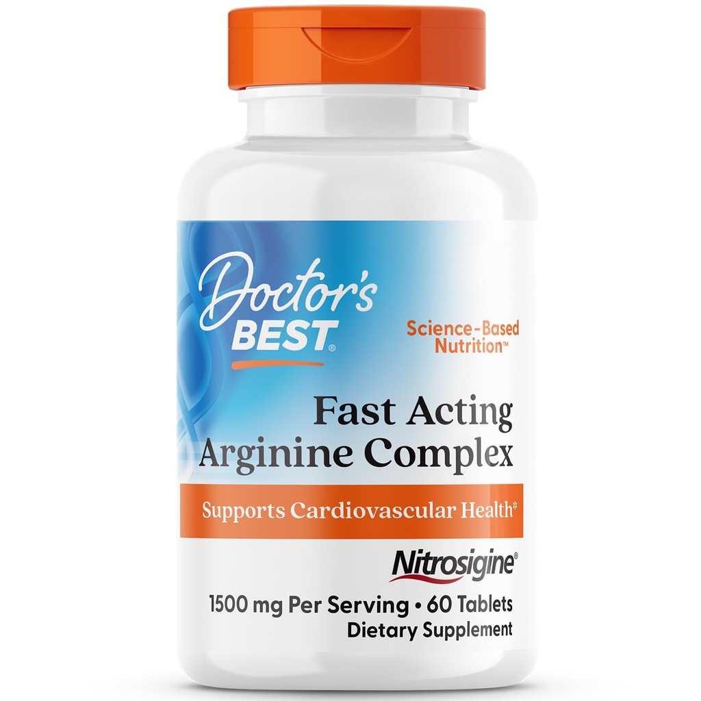 医生最佳快速演技 Arginine 综合体-L Arginine Supplements for Men & Women, Helps Nitric Oxide Level, Blood flow and Cardio血管健康支持, 1500 mg per service, Vegan - 60 片
