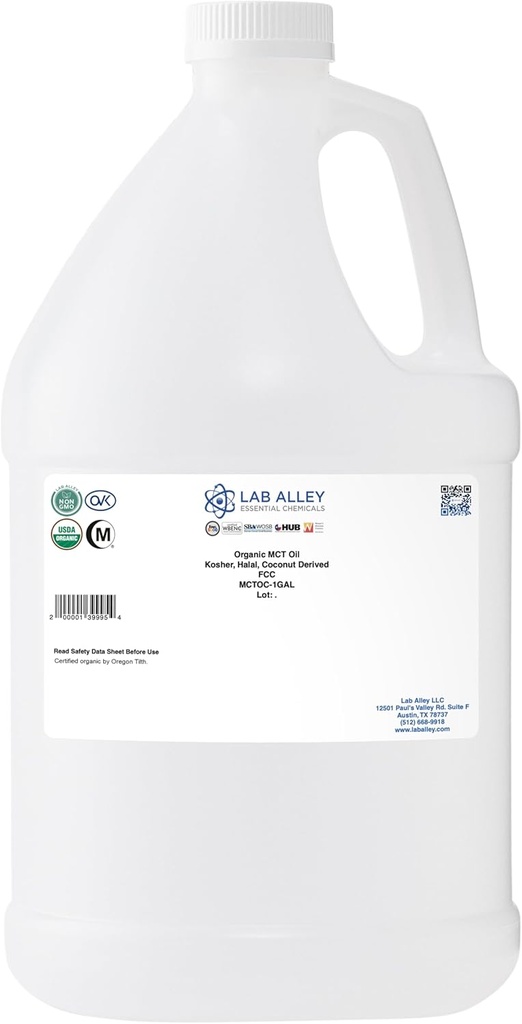拉贝 Alley MCT 石油、USDA有机椰子、Kosher认证、Halal、非GMO - 1加仑