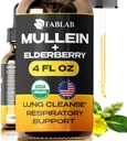 FabLab Mullein 叶片提取法用老莓 4 Fl Oz - 在美国制造 - 滴水换更好的肺脏 - 穆莱因叮当换上肺解毒剂 - 供吸烟者用气管清洁剂 - 呼吸草药补充剂