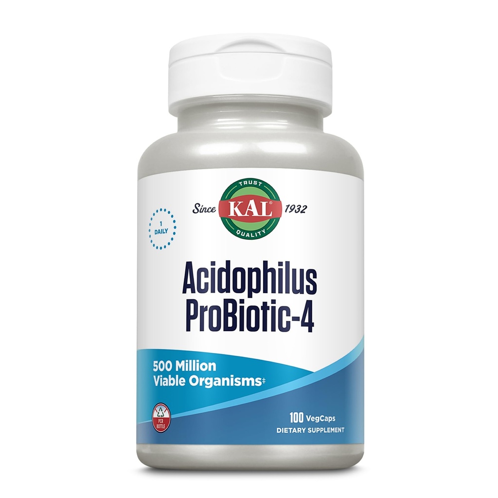 KAL Acidophilus ProBiotic-4,5亿科联,4个Probiotic Strains, 妇女和男子的Probiotics, Street Dried, L. acidophilus, L. bulgaricus, S. therophilus, B. bifidum, 100 services, 100 Veg Caps