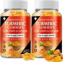 Turmeric Curcumin Gummys 配有 Ginger 和 Black Pepper Vegan Pectin 配有 Immune Boost, 健康皮肤和联合支持 成人和青少年的可烹饪补充剂(2-Pack)
