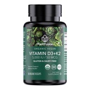 植物融合有机维干维生素D3 + K25,000 IU,50MCG – 维生素D来源于植物基Lichen和维生素K2,用于免疫支持和骨质健康 - 60 Capsules
