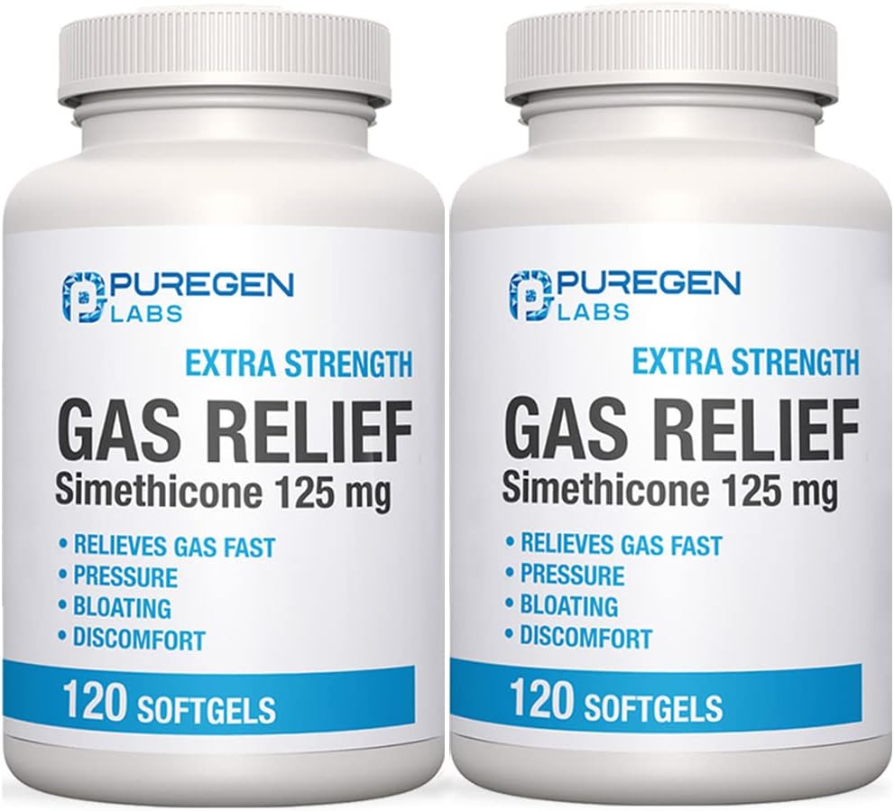 P纯源实验室 超强气体还原软凝胶,配以Simethicone 125 mg → 快速还原压力、布洛丁和痛苦的不适 — 2 Pack → 总计 240 软凝胶
