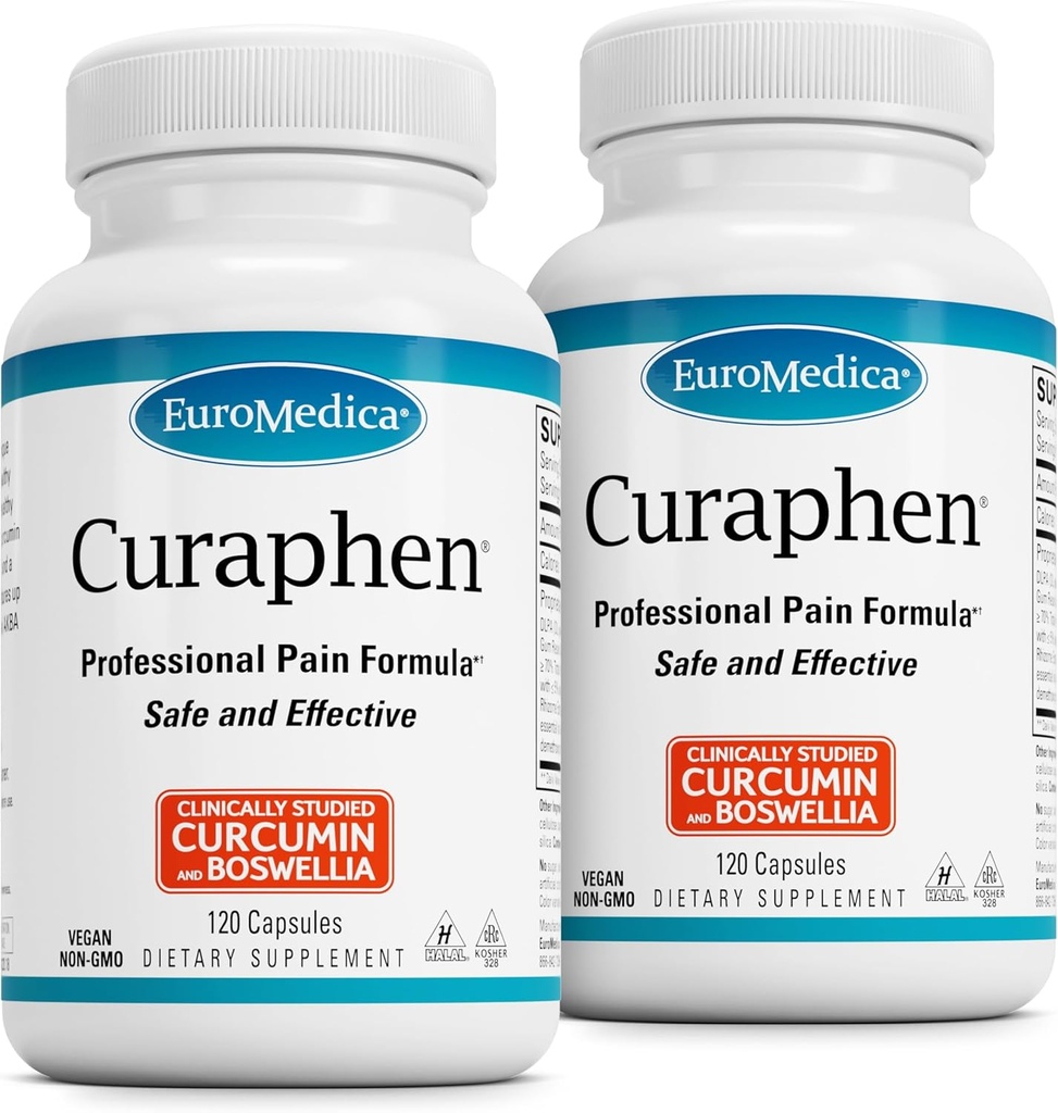 EuroMedica Curaphen - 环流和内啡素支持的 Curcumin 补充剂 - 支持偶发不适 - 艾滋病 健康肌肉 - 120 Capsules, 2 Pack (240 Capsules)